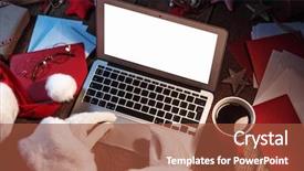  Presentation with santa - Slides consisting of christmas message - santa claus working on computer background and a red colored foreground