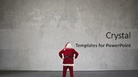  Presentation with santa - Cool new slides with christmas message - standing santa claus backdrop and a light gray colored foreground