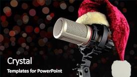  Presentation with microphone - Cool new PPT layouts with christmas microphone backdrop and a black colored foreground