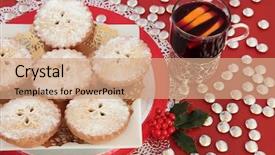  Presentation with chocolate wine - Audience pleasing presentation theme consisting of christmas mince pie cakes backdrop and a coral colored foreground