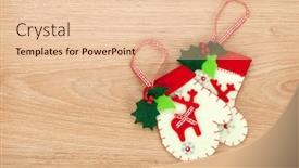  Presentation with decor - Cool new presentation theme with christmas-mitten-decor-on-wooden backdrop and a lemonade colored foreground