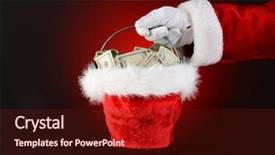  Presentation with santa claus holding scroll paper - Presentation design enhanced with light blue faded background background and a light blue colored foreground