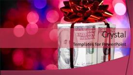  Presentation with an open gift box - Beautiful presentation theme featuring christmas money - gift box made of dollars backdrop and a  colored foreground