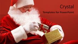  Presentation with santa claus holding scroll paper - Cool new presentation with christmas money - photo of santa claus putting backdrop and a red colored foreground