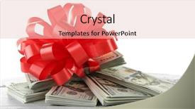  Presentation with gods gift - Theme featuring christmas money - pile of dollars with bow background and a  colored foreground