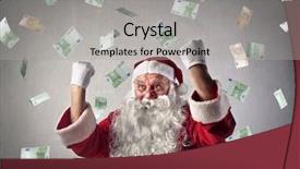  Presentation with santa claus and reindeers - Presentation theme enhanced with christmas money - rich santa claus background and a  colored foreground