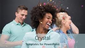  Presentation with lights and confetti party - Cool new PPT theme with christmas motion - confetti party multiethnics group backdrop and a sky blue colored foreground