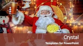  Presentation with happy new year - Amazing presentation design having christmas movie entertainment and cinema backdrop and a tawny brown colored foreground