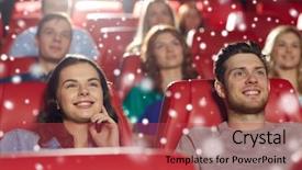  Presentation with movie theater - PPT layouts having christmas movies - cinema entertainment and people concept background and a red colored foreground