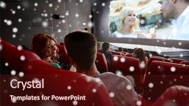 Presentation with movie theater - Amazing presentation design having christmas movies - cinema entertainment and people concept backdrop and a wine colored foreground