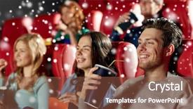  Presentation with movie theater - Presentation design with christmas movies - cinema entertainment and people concept background and a tawny brown colored foreground