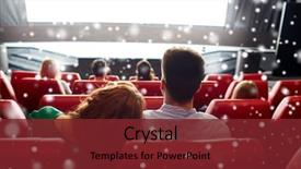  Presentation with movie theater - Audience pleasing presentation design consisting of christmas movies - cinema entertainment leisure and people backdrop and a tawny brown colored foreground