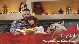  Presentation with fall - Slides with christmas movies - young woman fall asleep background and a tawny brown colored foreground