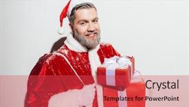  Presentation with santa - Presentation theme having christmas moving background - cheerful man santa claus background and a red colored foreground