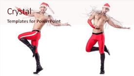 Presentation with disco dancing silhouettes - Amazing slides having christmas moving background - dancing naked santa isolated backdrop and a  colored foreground