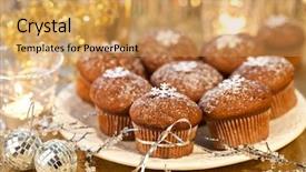  Presentation with muffins - Cool new PPT theme with christmas muffins backdrop and a yellow colored foreground