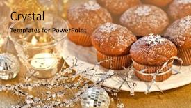  Presentation with muffins - Cool new slides with christmas muffins backdrop and a yellow colored foreground