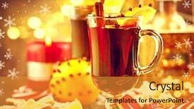  Presentation with mulled wine - PPT theme featuring christmas mulled wine hot drink background and a  colored foreground