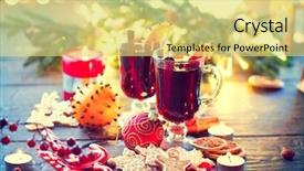  Presentation with traditional drink - Slide set consisting of christmas mulled wine hot drink background and a  colored foreground