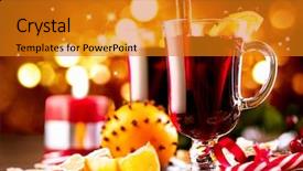  Presentation with mulled wine - Presentation theme featuring christmas mulled wine hot drink background and a  colored foreground