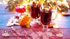  Presentation with mulled wine - Beautiful slide set featuring christmas mulled wine hot drink backdrop and a  colored foreground