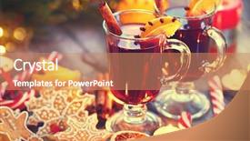  Presentation with mulled wine - Beautiful slide set featuring christmas mulled wine hot drink backdrop and a coral colored foreground