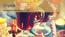  Presentation with traditional drink - Slide deck having christmas mulled wine hot drink background and a yellow colored foreground