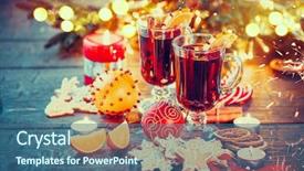  Presentation with mulled wine - Slides with christmas mulled wine hot drink background and a ocean colored foreground