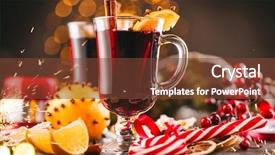  Presentation with mulled wine - Slide deck featuring christmas mulled wine hot drink background and a tawny brown colored foreground