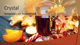  Presentation with traditional drink - PPT theme enhanced with christmas mulled wine hot drink background and a  colored foreground