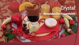  Presentation with mulled wine - PPT theme with christmas mulled wine mince pie background and a tawny brown colored foreground
