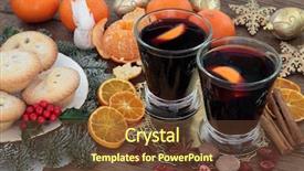  Presentation with pies - Beautiful presentation design featuring christmas mulled wine mince pies backdrop and a tawny brown colored foreground
