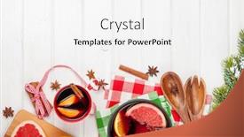  Presentation with mulled wine - PPT layouts enhanced with christmas mulled wine on wooden table view from above with copy space background and a white colored foreground
