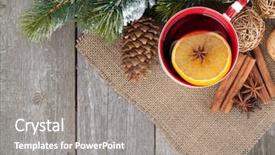  Presentation with mulled wine - Audience pleasing presentation design consisting of christmas mulled wine with fir backdrop and a gray colored foreground