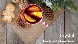  Presentation with mulled wine - Slides consisting of christmas mulled wine with fir background and a gray colored foreground