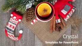  Presentation with mulled wine - Colorful presentation theme enhanced with christmas-mulled-wine-with-fir backdrop and a coral colored foreground
