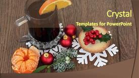  Presentation with mulled wine - PPT theme enhanced with christmas mulled wine with mince background and a tawny brown colored foreground