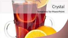  Presentation with mulled wine - Slide deck consisting of christmas mulled wine with orange and spices isolated on white background background and a light gray colored foreground