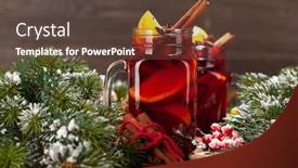  Presentation with mulled wine - Colorful presentation theme enhanced with christmas-mulled-wine-with-spices backdrop and a tawny brown colored foreground