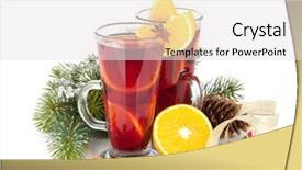  Presentation with mulled wine - Amazing PPT layouts having christmas mulled wine with spices and snowy fir tree isolated on white background backdrop and a white colored foreground