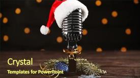  Presentation with noel - PPT layouts enhanced with christmas music concept microphone background and a tawny brown colored foreground