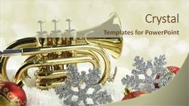  Presentation with bass clef - PPT theme with bass clef - christmas music decoration background and a soft green colored foreground