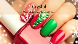  Presentation with nail art - Slide deck with christmas nail art manicure winter background and a coral colored foreground