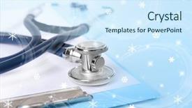  Presentation with light blue - Beautiful slides featuring new medical - stethoscope on light blue background backdrop and a cool aqua colored foreground