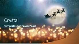  Presentation with santa sleigh - PPT theme having christmas-new-year-festive-garland background and a ocean colored foreground