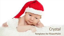  Presentation with baby christmas - PPT layouts with christmas newborn baby in santa background and a sky blue colored foreground