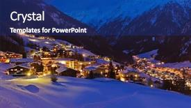  Presentation with mountain luxury resort - PPT theme with mountains ski resort solden austria background and a ocean colored foreground