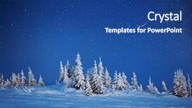  Presentation with mountains - Amazing PPT theme having snowy night - snovy trees on winter mountains backdrop and a ocean colored foreground