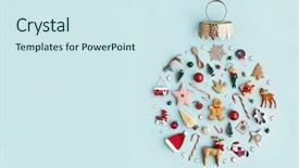  Presentation with shape - Audience pleasing slide deck consisting of christmas objects laid backdrop and a sky blue colored foreground