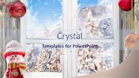  Presentation with white christmas - Slide set consisting of white window with decorations lot background and a sky blue colored foreground